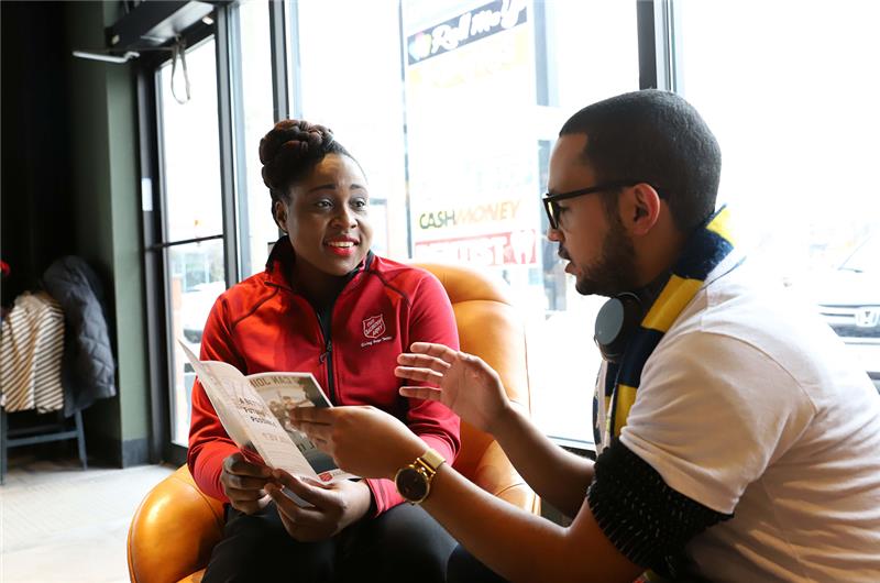 A client being briefed on the programs.